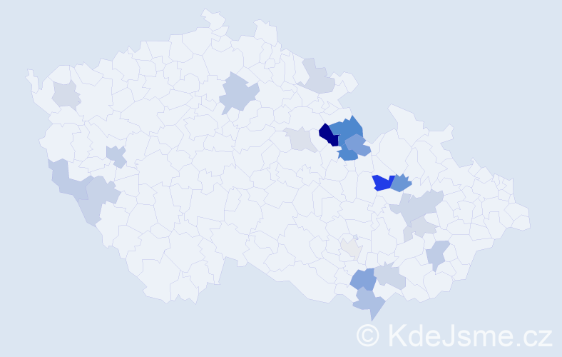 Příjmení: 'Kacr', počet výskytů 41 v celé ČR