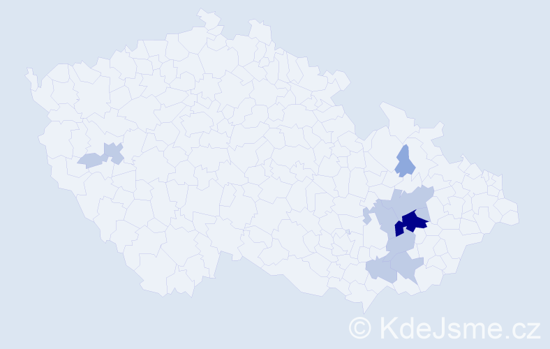Příjmení: 'Gálíčková', počet výskytů 20 v celé ČR