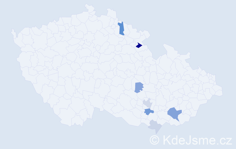 Příjmení: 'Esender', počet výskytů 16 v celé ČR