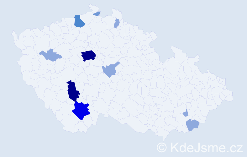 Příjmení: 'Hofhansl', počet výskytů 27 v celé ČR