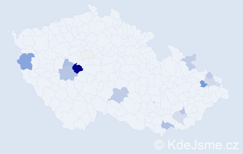 Příjmení: 'Pjaták', počet výskytů 25 v celé ČR