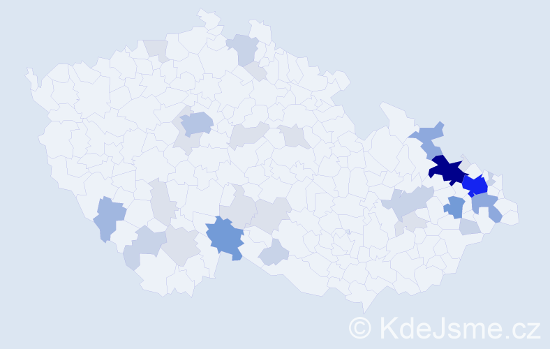 Příjmení: 'Balová', počet výskytů 99 v celé ČR