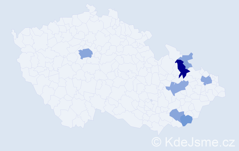 Příjmení: 'Humpulová', počet výskytů 20 v celé ČR