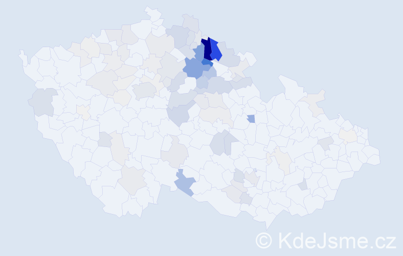 Příjmení: 'Jebavý', počet výskytů 307 v celé ČR