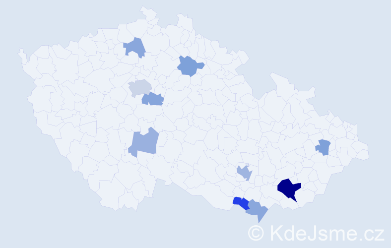 Příjmení: 'Kokavec', počet výskytů 20 v celé ČR