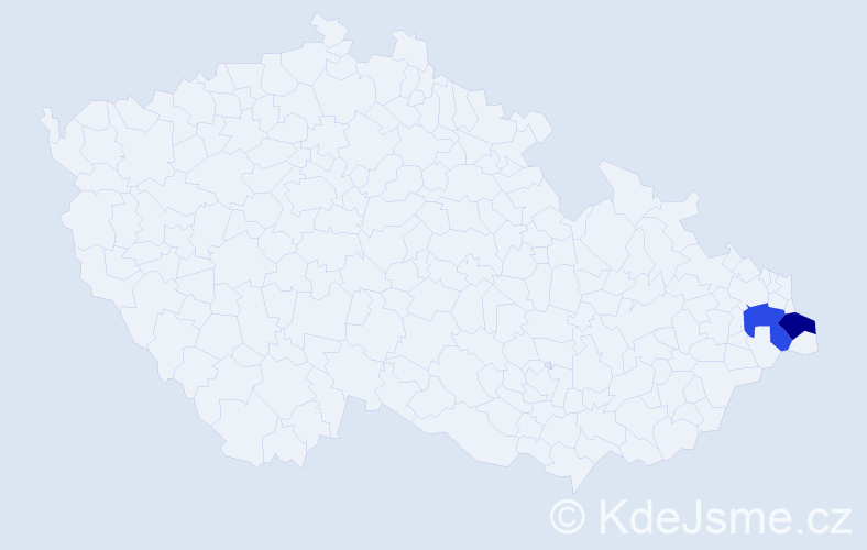 Příjmení: 'Mohel', počet výskytů 6 v celé ČR