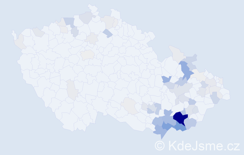Příjmení: 'Křivák', počet výskytů 283 v celé ČR