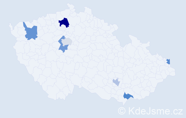 Příjmení: 'Vankeová', počet výskytů 8 v celé ČR