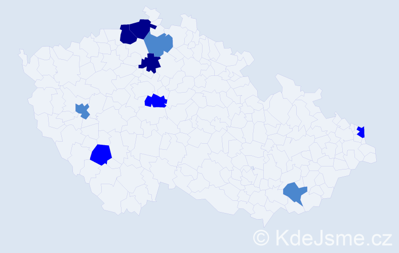 Příjmení: 'Kupčo', počet výskytů 18 v celé ČR