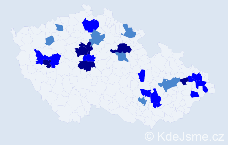 Příjmení: 'Kosa', počet výskytů 49 v celé ČR