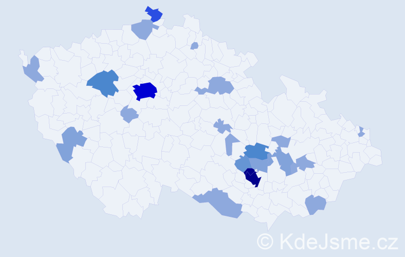 Příjmení: 'Vojanec', počet výskytů 57 v celé ČR