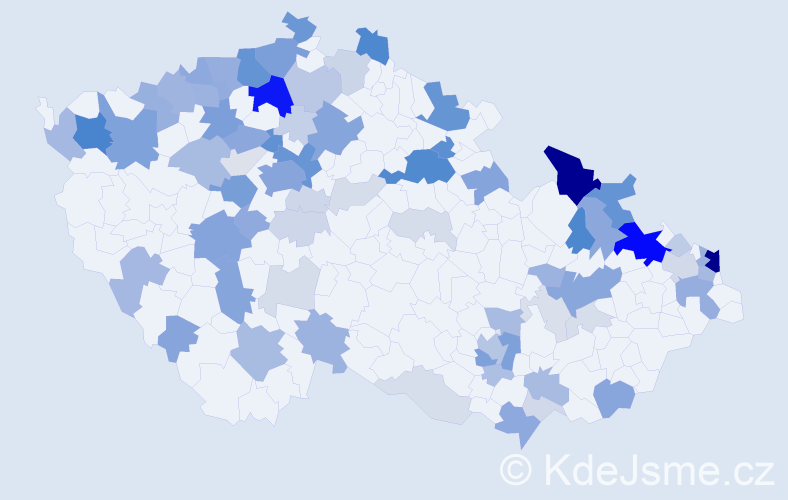 Příjmení: 'Antalová', počet výskytů 273 v celé ČR