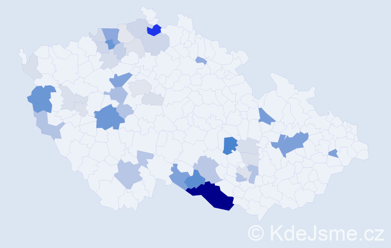 Příjmení: 'Pikartová', počet výskytů 147 v celé ČR