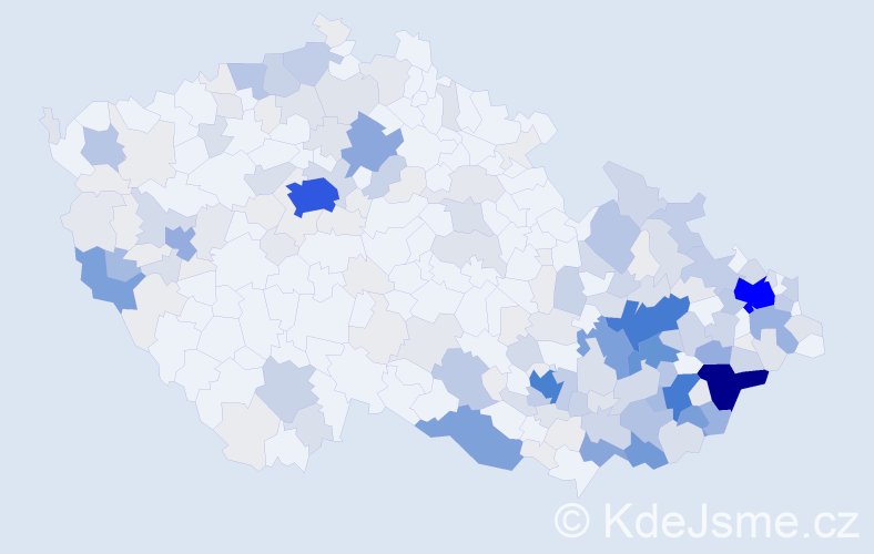 Příjmení: 'Hrbáček', počet výskytů 971 v celé ČR