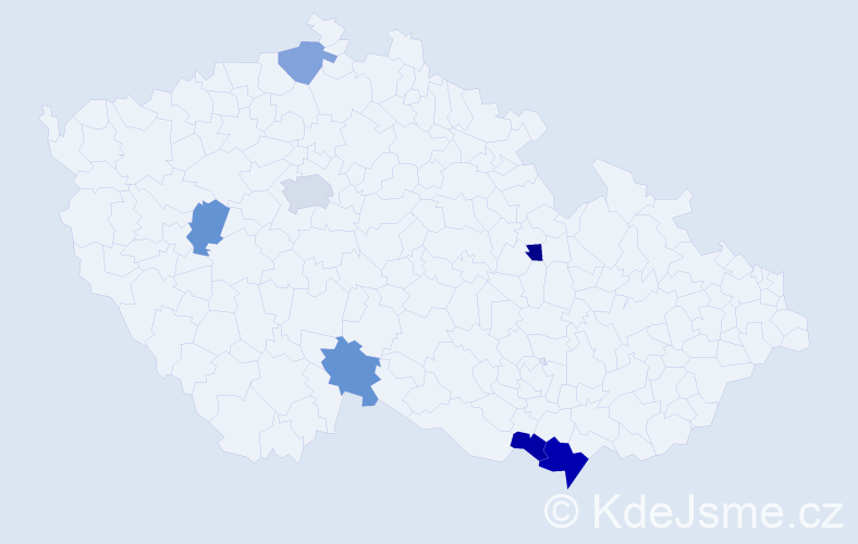 Příjmení: 'Časný', počet výskytů 10 v celé ČR