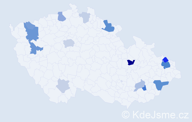 Příjmení: 'Čanigová', počet výskytů 41 v celé ČR