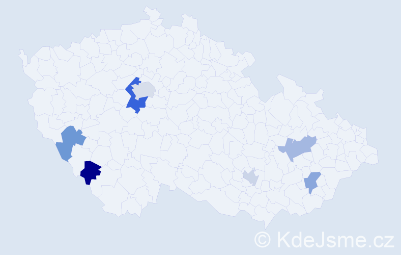 Příjmení: 'Bas', počet výskytů 10 v celé ČR