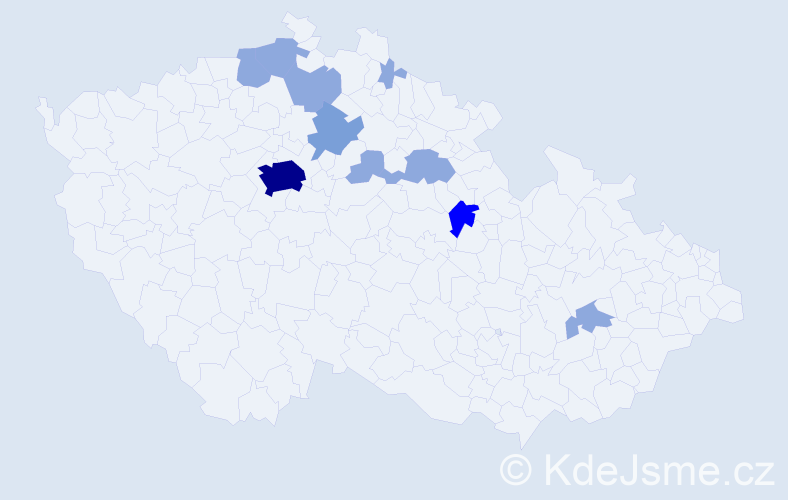 Příjmení: 'Tejnora', počet výskytů 21 v celé ČR