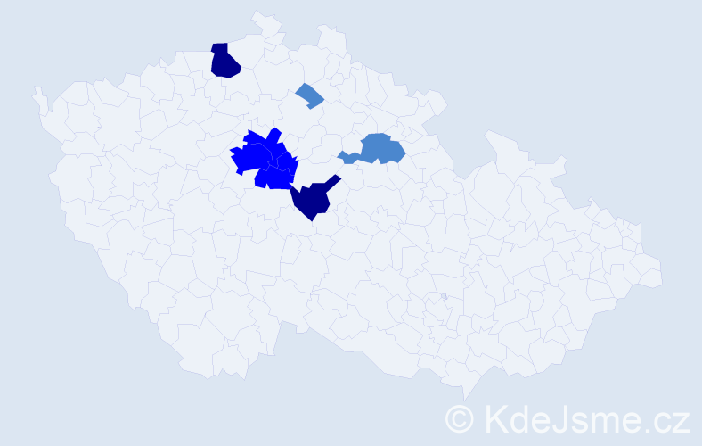 Příjmení: 'Kotval', počet výskytů 16 v celé ČR