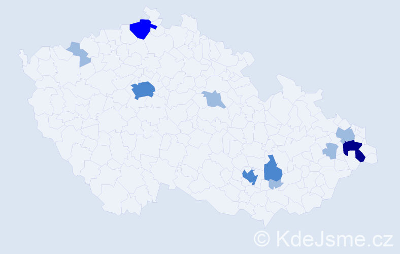 Příjmení: 'Kakarová', počet výskytů 18 v celé ČR