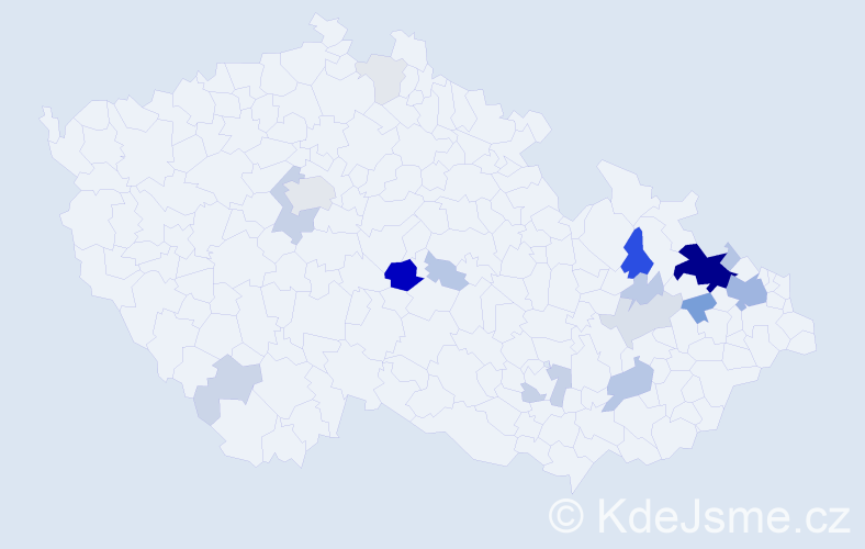 Příjmení: 'Vavrla', počet výskytů 80 v celé ČR