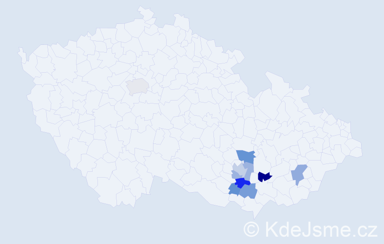 Příjmení: 'Slouk', počet výskytů 26 v celé ČR