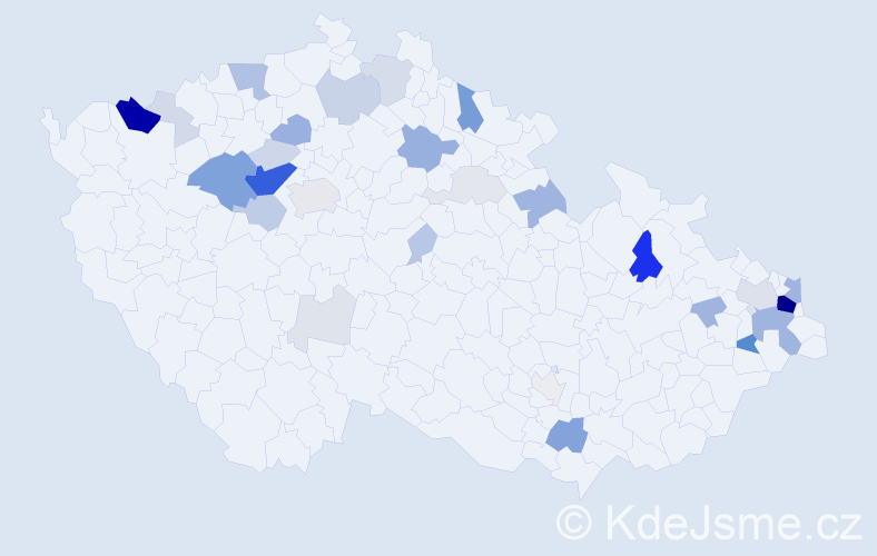 Příjmení: 'Kónya', počet výskytů 116 v celé ČR