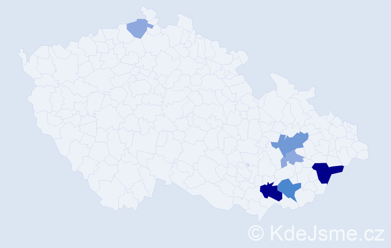 Příjmení: 'Chamraďa', počet výskytů 19 v celé ČR
