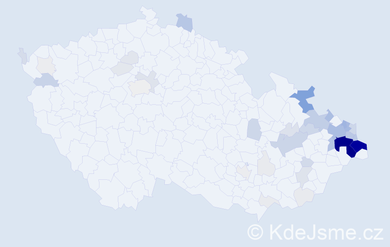 Příjmení: 'Chlebek', počet výskytů 265 v celé ČR