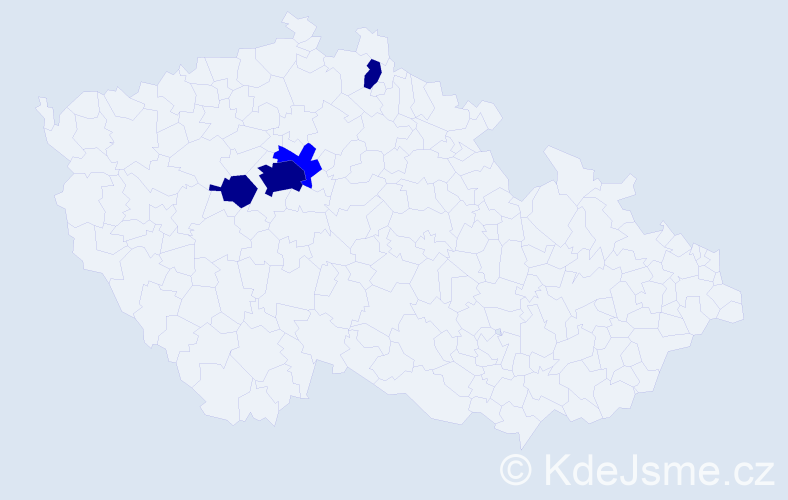 Příjmení: 'Mony', počet výskytů 15 v celé ČR