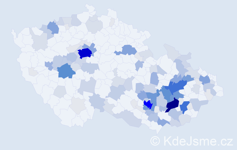 Příjmení: 'Handlová', počet výskytů 483 v celé ČR