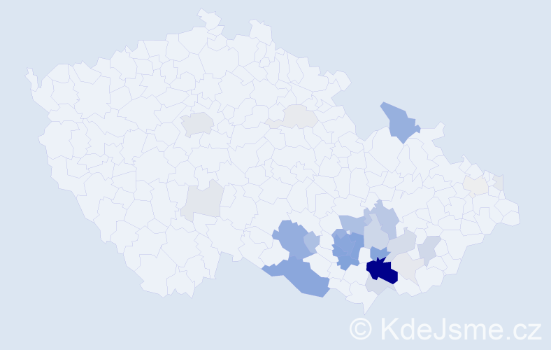 Příjmení: 'Jetelinová', počet výskytů 126 v celé ČR