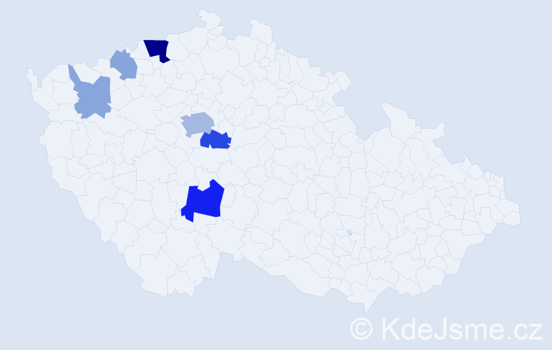 Příjmení: 'Kolíčková', počet výskytů 18 v celé ČR