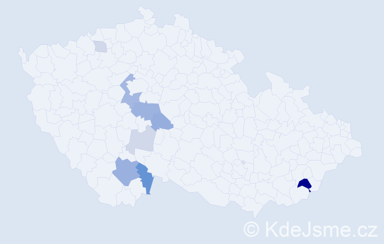 Příjmení: 'Pošvec', počet výskytů 18 v celé ČR