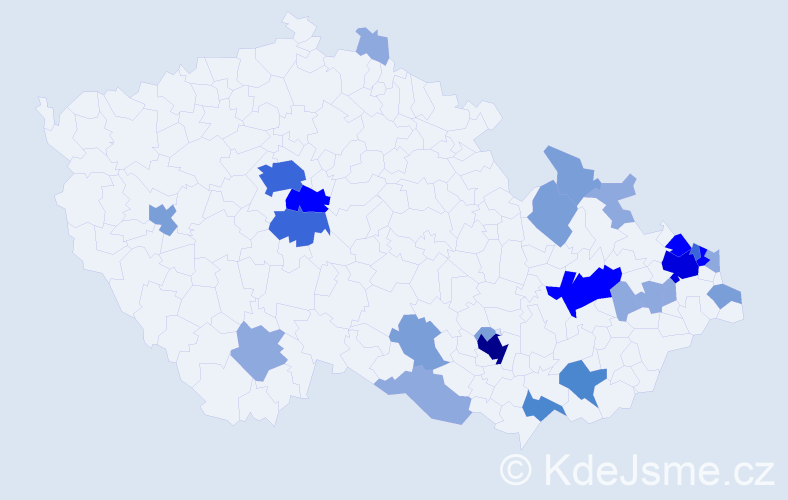 Příjmení: 'Jordan', počet výskytů 71 v celé ČR