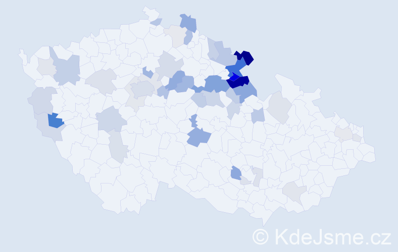 Příjmení: 'Hencl', počet výskytů 118 v celé ČR