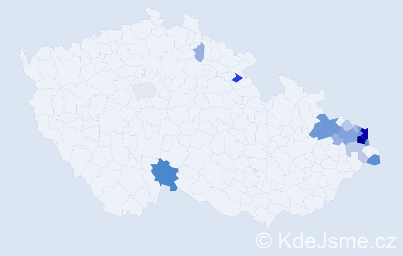 Příjmení: 'Kornas', počet výskytů 72 v celé ČR