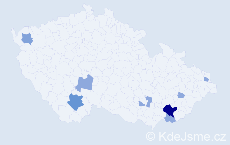 Příjmení: 'Grňáková', počet výskytů 18 v celé ČR