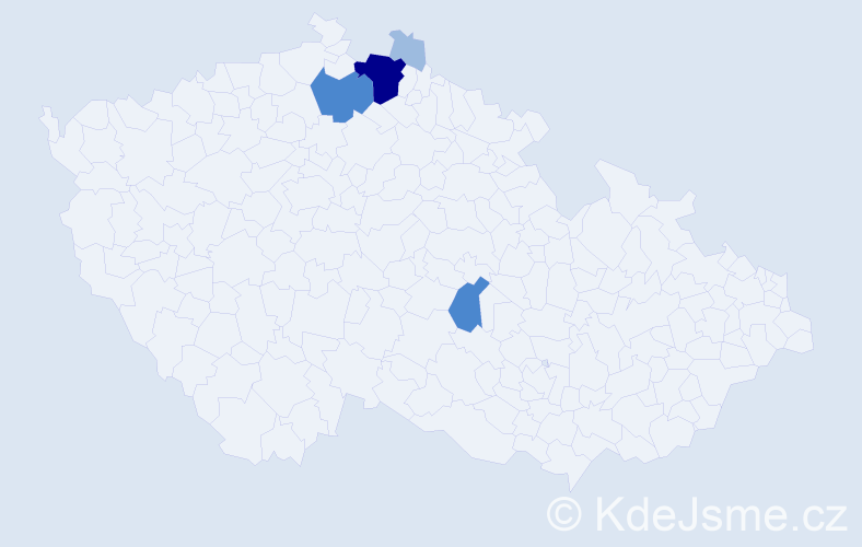 Příjmení: 'Daďourek', počet výskytů 9 v celé ČR