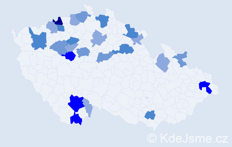 Příjmení: 'Pagačová', počet výskytů 60 v celé ČR