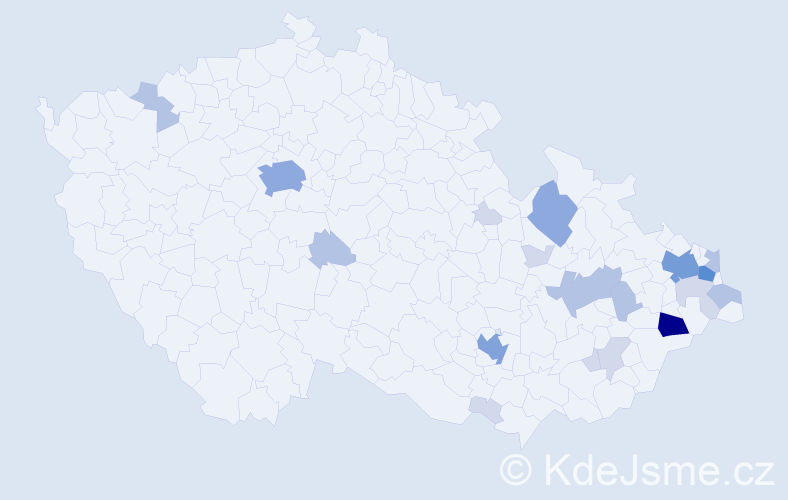 Příjmení: 'Kantorek', počet výskytů 56 v celé ČR