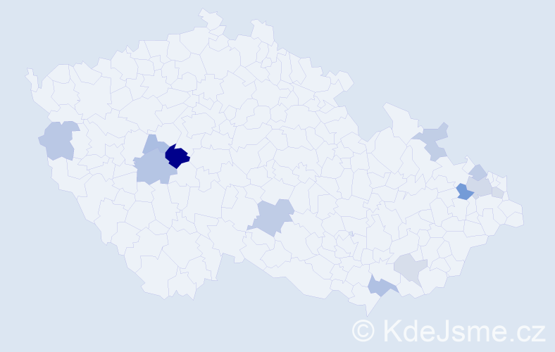 Příjmení: 'Pjaták', počet výskytů 22 v celé ČR