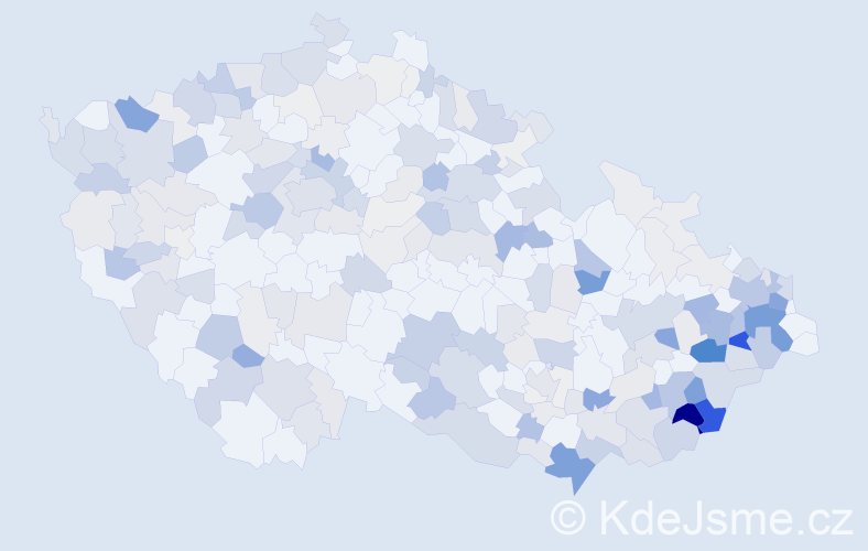 Příjmení: 'Bačová', počet výskytů 864 v celé ČR