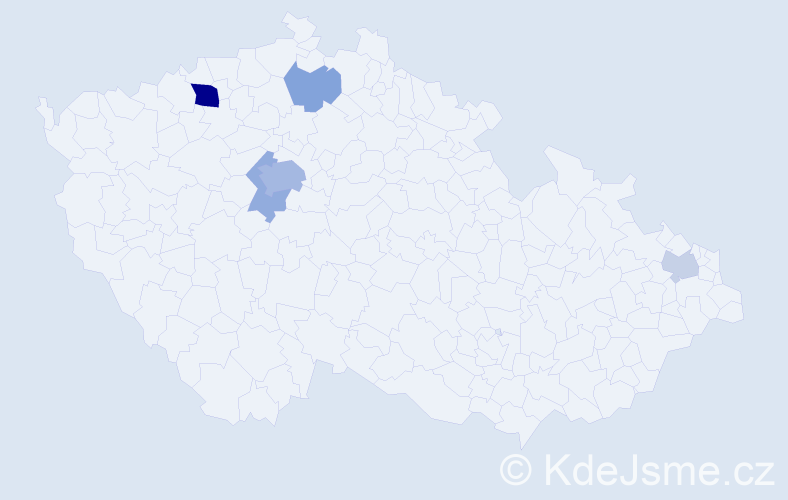 Příjmení: 'Tobolář', počet výskytů 13 v celé ČR