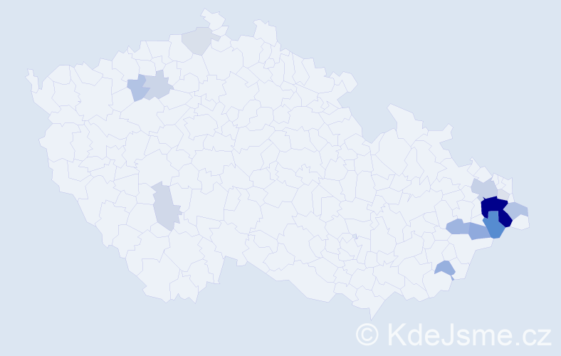Příjmení: 'Korbáš', počet výskytů 45 v celé ČR