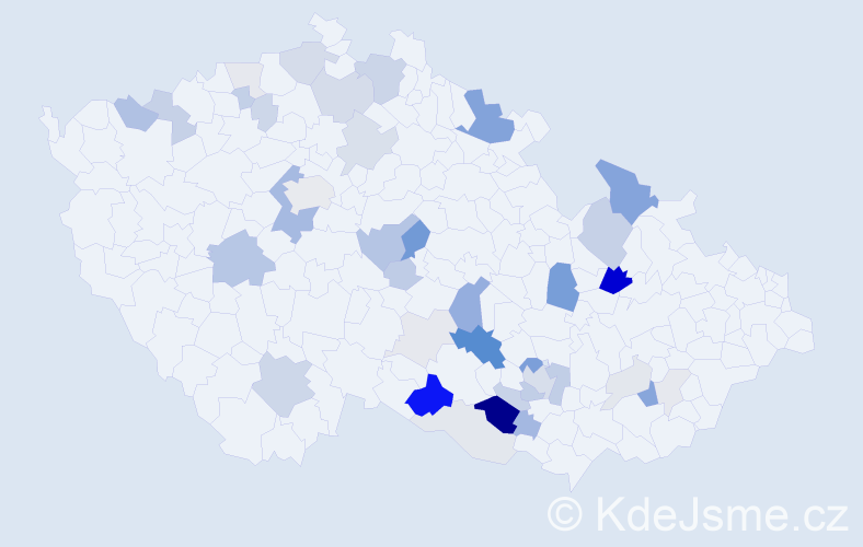 Příjmení: 'Bartuněk', počet výskytů 129 v celé ČR