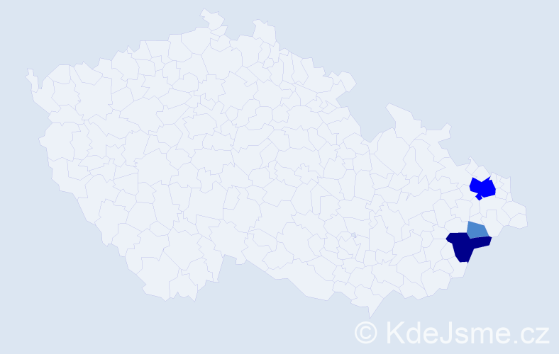 Příjmení: 'Bierza', počet výskytů 6 v celé ČR
