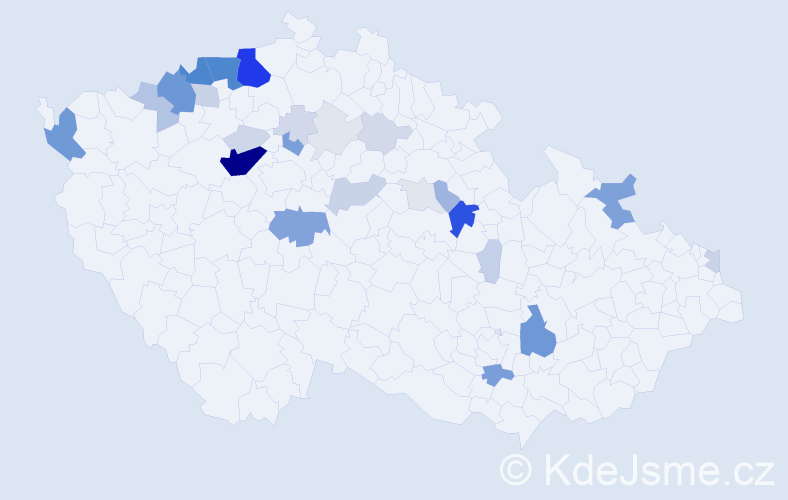 Příjmení: 'Miker', počet výskytů 134 v celé ČR