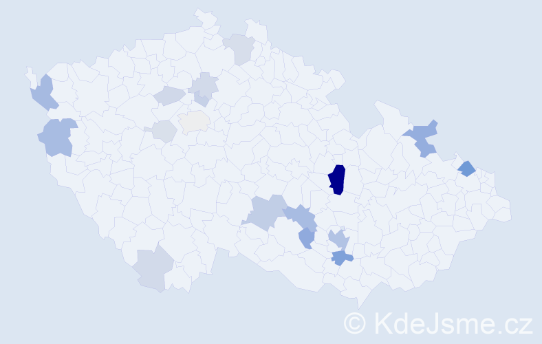 Příjmení: 'Blaška', počet výskytů 54 v celé ČR