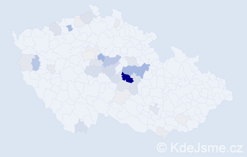 Příjmení: 'Kovačka', počet výskytů 101 v celé ČR